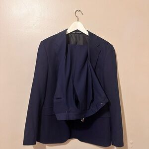 Zara Navy Blue Slim tailoring Suit 2 Pieces Jacket 34W X 30L Pants & 40 blazer